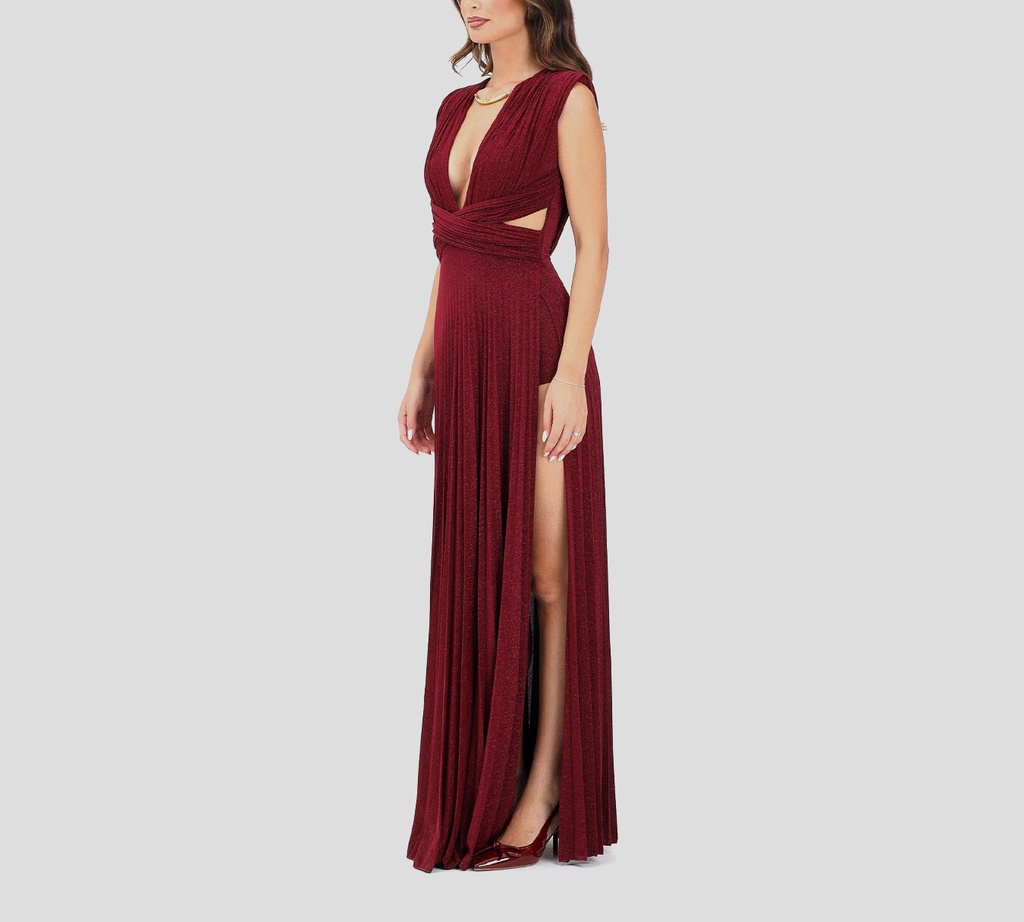 Elisabetta Franchi - VESTIDO CHERRY CON COLLAR EN DORADO