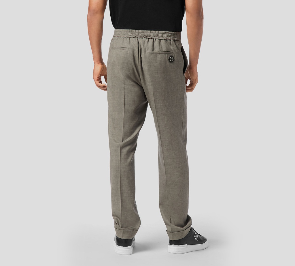 Philipp Plein - PANTALON NEGRO CON LIGA ANCHO DE LANA