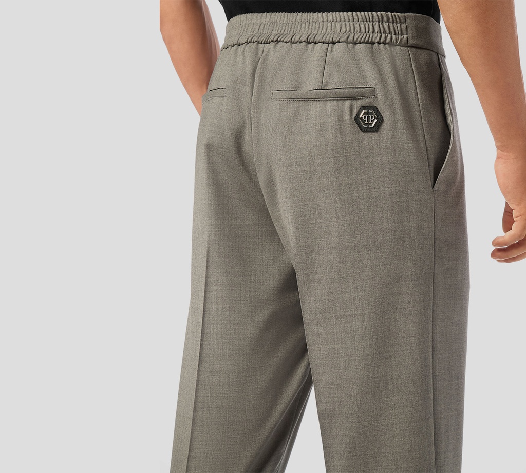 Philipp Plein - PANTALON NEGRO CON LIGA ANCHO DE LANA