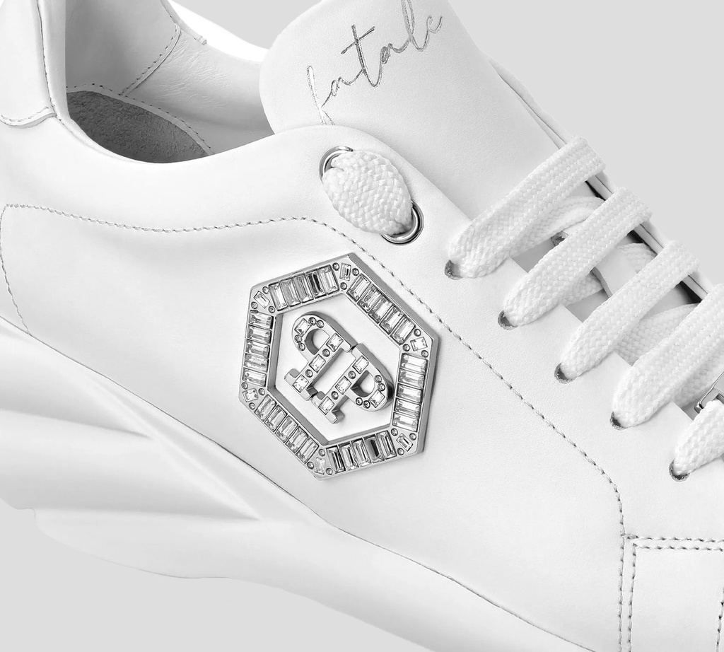 Philipp Plein - SNEAKERS BLANCO CORREDOR DE CUERO NAPPA CRYSTAL FATALE