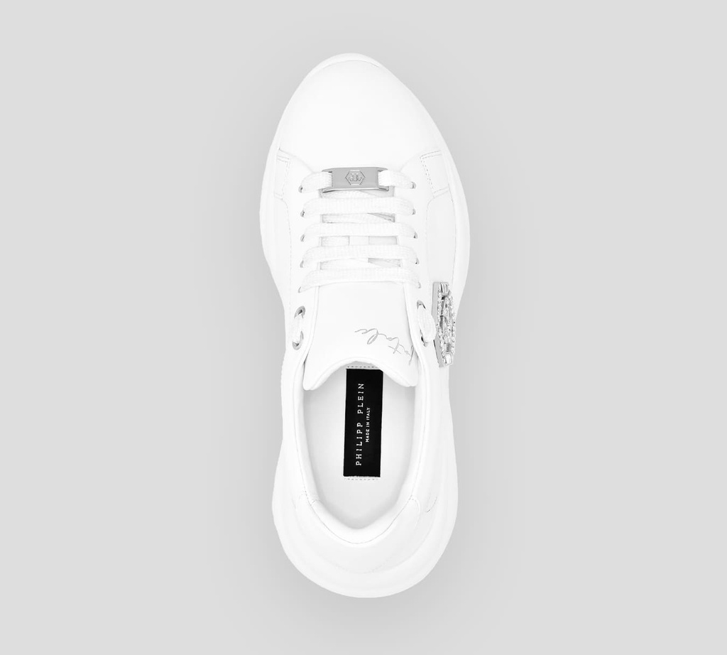 Philipp Plein - SNEAKERS BLANCO CORREDOR DE CUERO NAPPA CRYSTAL FATALE