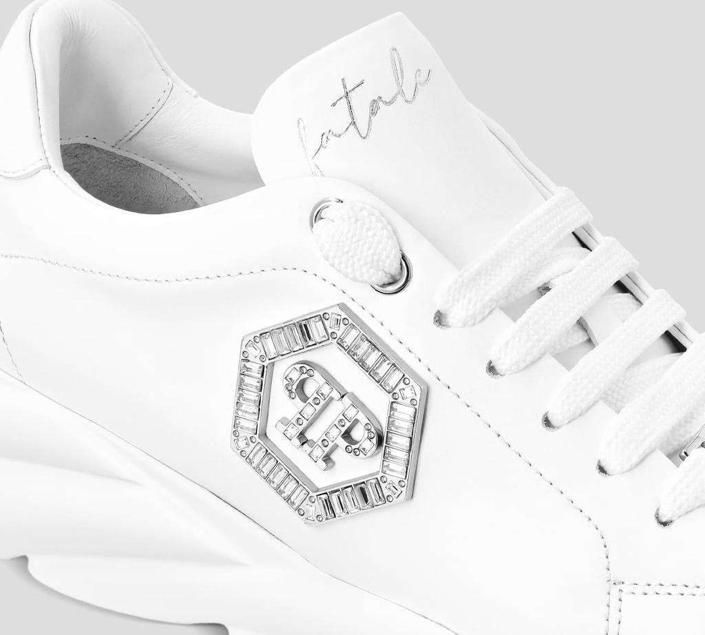 Philipp Plein - SNEAKERS BLANCO CORREDOR DE CUERO NAPPA CRYSTAL FATALE