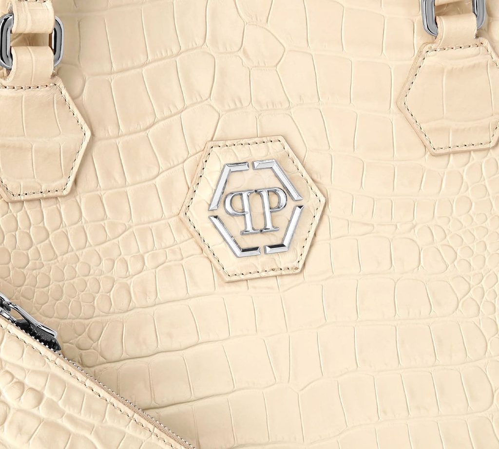 Philipp Plein - CARTERA BEIGE DE COMPRAS CALAVERA DE CRISTAL