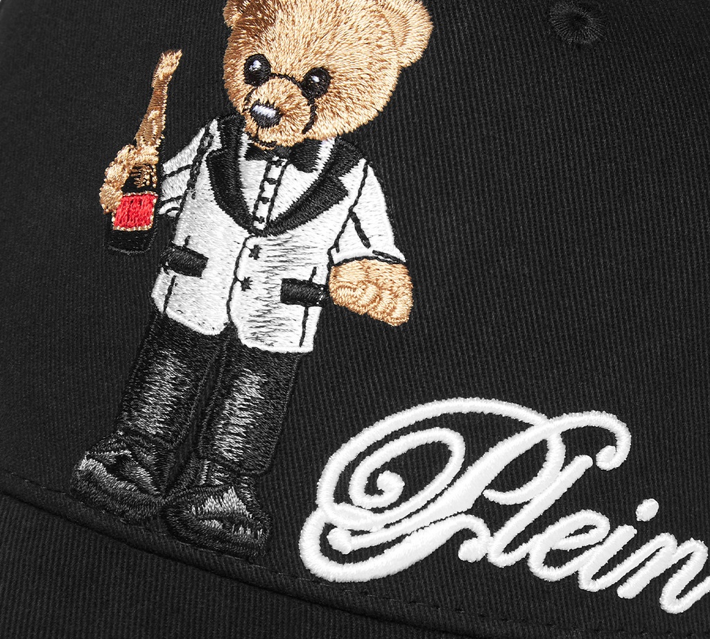 Philipp Plein - GORRA DE BÉISBOL NEGRA OSO DE PELUCHE