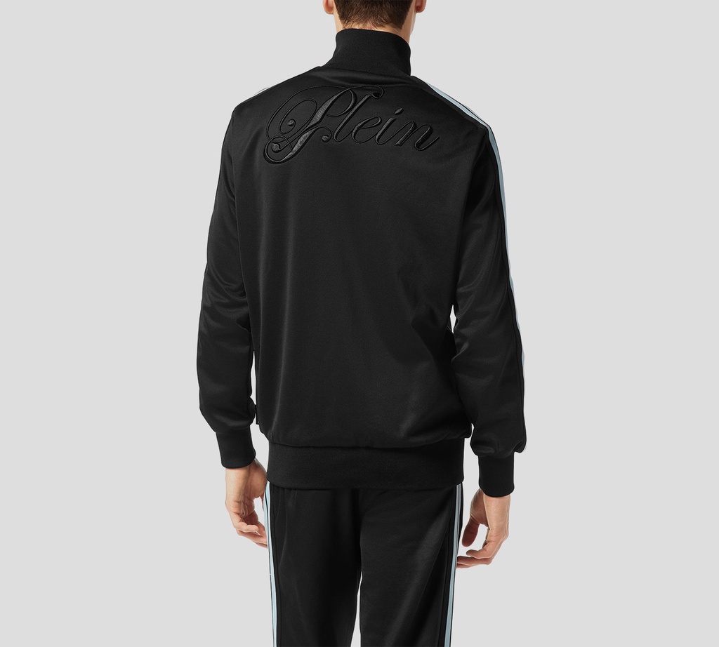 Philipp Plein - CHAQUETA NEGRA DE CHÁNDAL A RAYAS