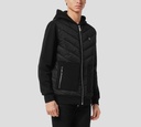 Philipp Plein - CHAQUETA AZUL OSCURO DEPORTIVA CON CAPUCHA DE NAILON Y FORRO POLAR CON INSERCIONES ACOLCHADAS
