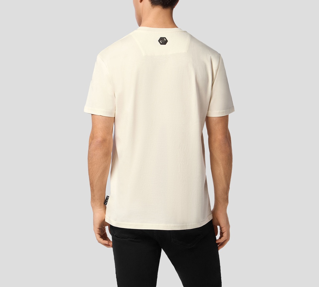 Philipp Plein - FRANELA OFF WHITE ESTAMPADA DE CUELLO REDONDO CON CALAVERA Y HUESOS