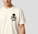 Philipp Plein - FRANELA OFF WHITE ESTAMPADA DE CUELLO REDONDO CON CALAVERA Y HUESOS