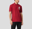 Philipp Plein - POLO ROJA DE PIQUÉ CON CALAVERA Y HUESOS