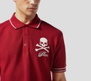 Philipp Plein - POLO ROJA DE PIQUÉ CON CALAVERA Y HUESOS