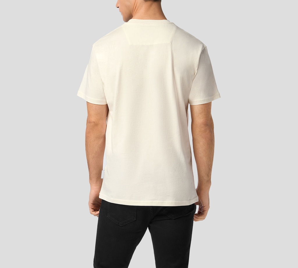 Philipp Plein - FRANELA OFF WHITE DE CUELLO REDONDO CON PARCHE DE CUERO Y ESTRELLAS