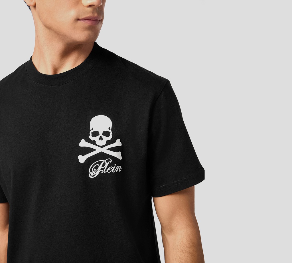 Philipp Plein - FRANELA NEGRA ESTAMPADA DE CUELLO REDONDO CON CALAVERA Y HUESOS