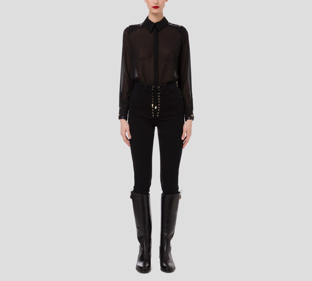 Elisabetta Franchi - BLUSA TRANSPARENTE NEGRA