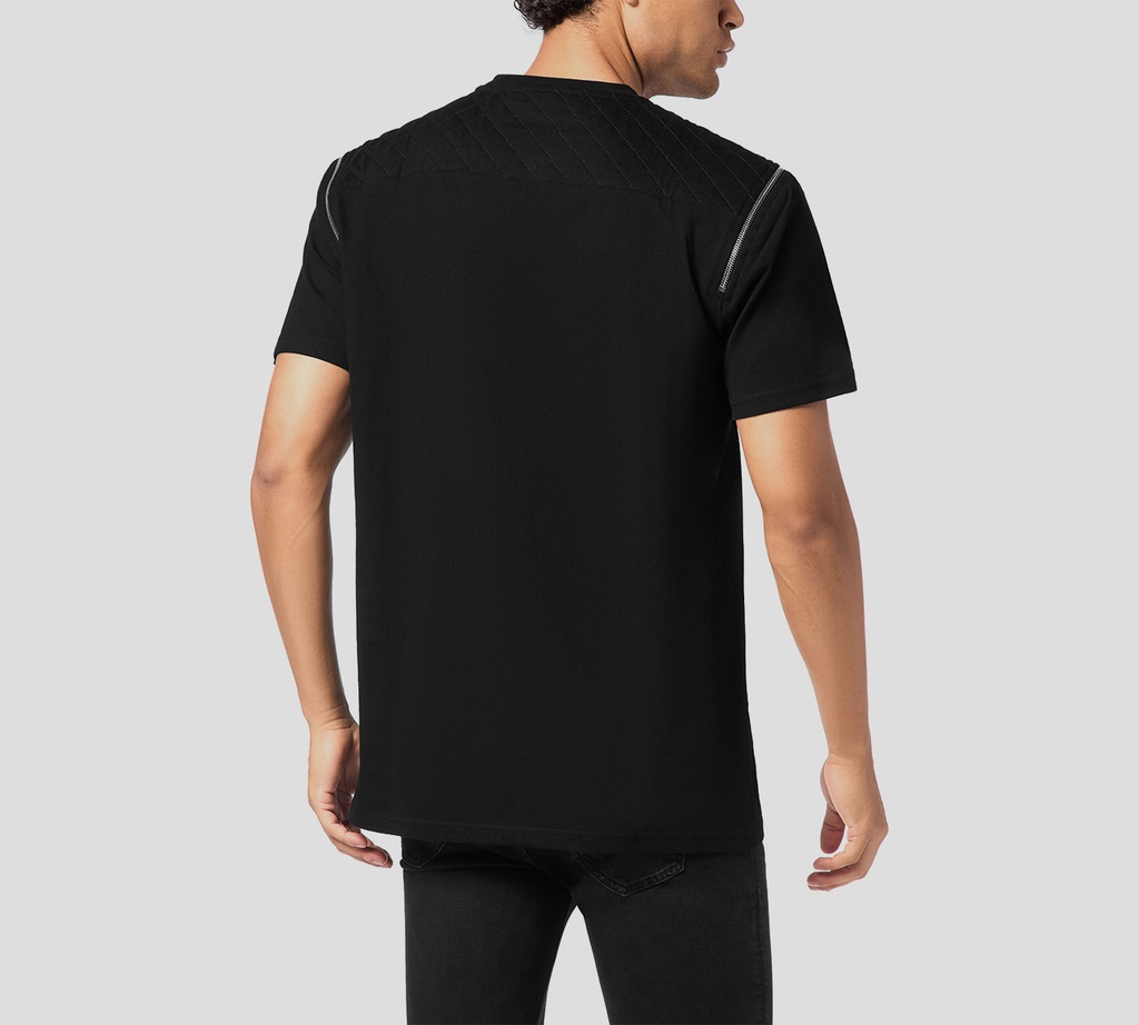 Philipp Plein - FRANELA NEGRA DE CUELLO REDONDO CON CREMALLERAS EN LAS MANGAS