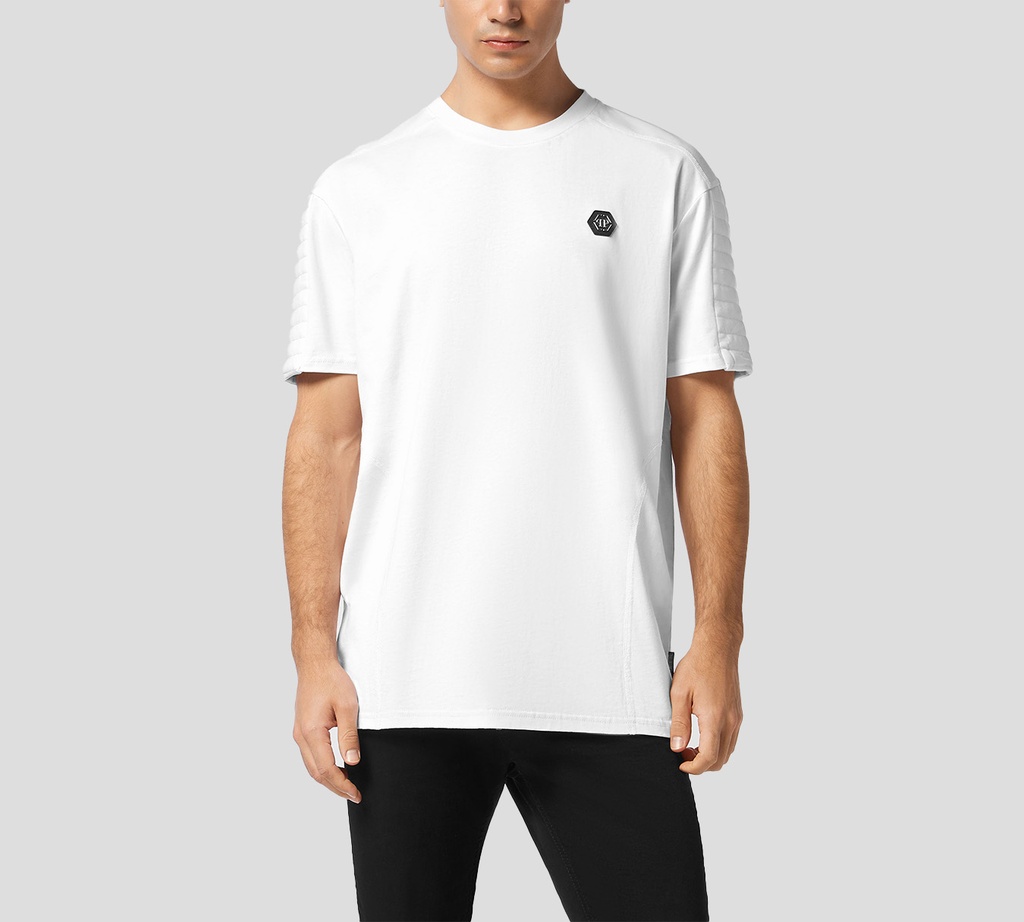 Philipp Plein - FRANELA BLANCA DE CUELLO REDONDO ESTILO MOTERO