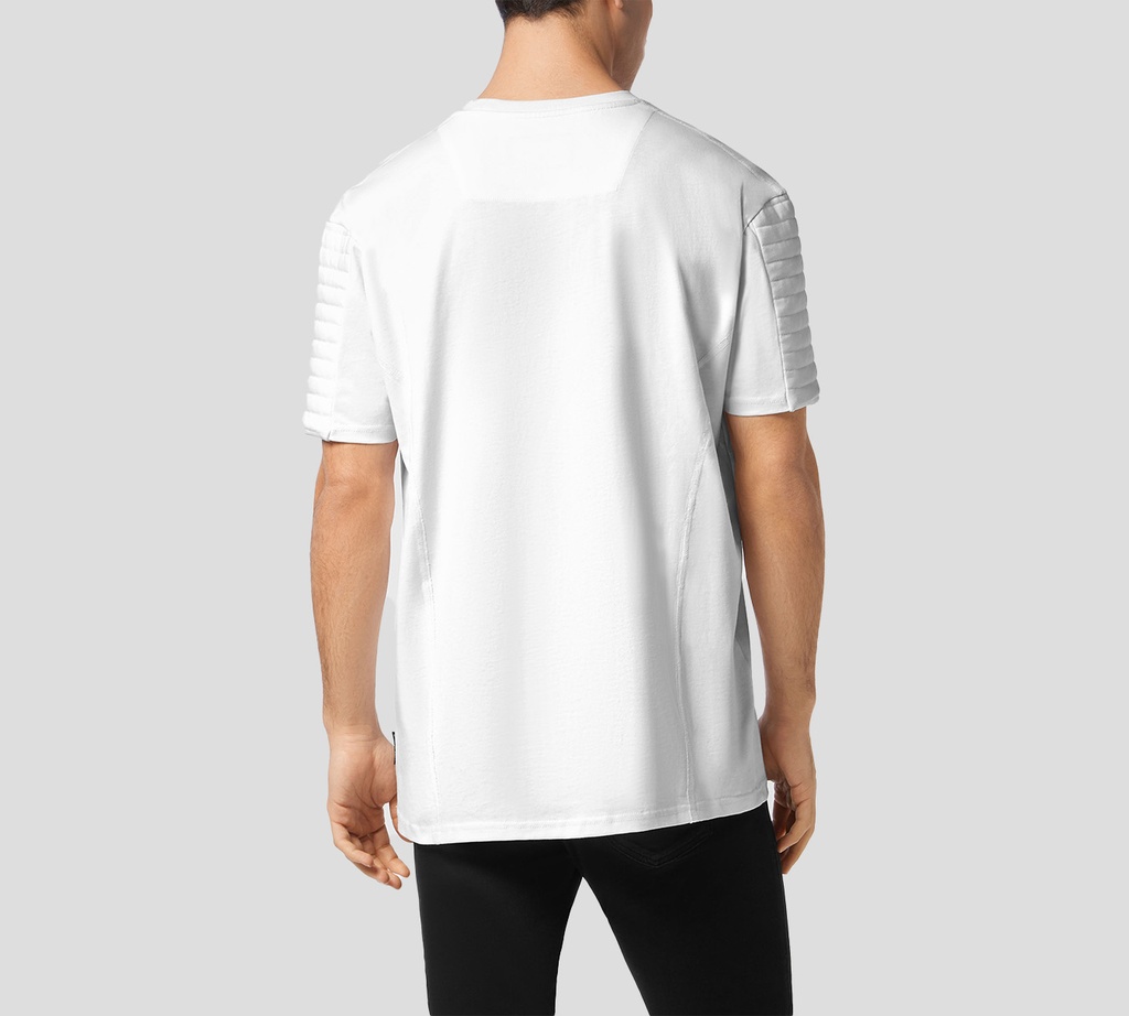 Philipp Plein - FRANELA BLANCA DE CUELLO REDONDO ESTILO MOTERO