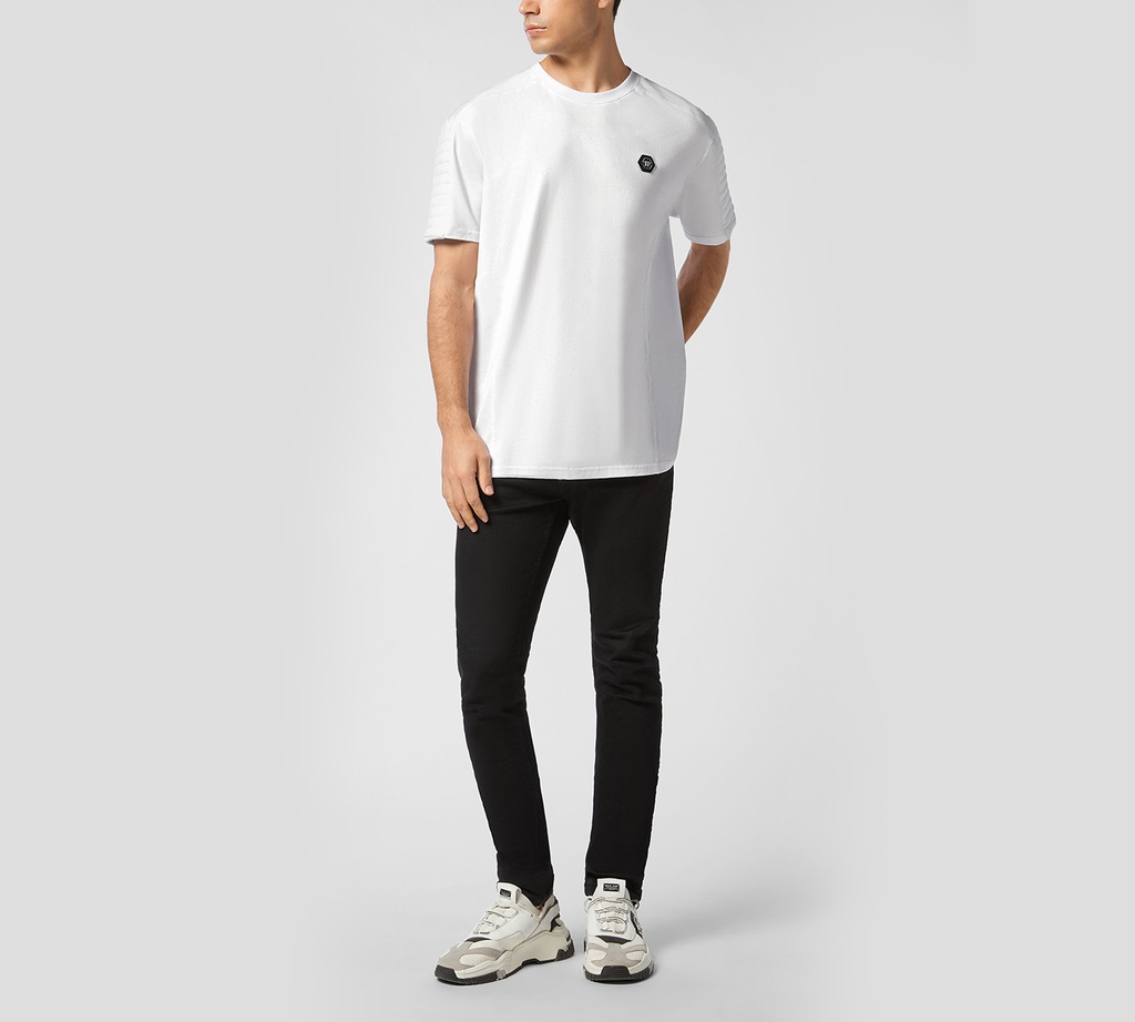 Philipp Plein - FRANELA BLANCA DE CUELLO REDONDO ESTILO MOTERO