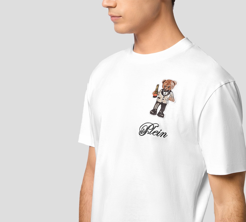 Philipp Plein - FRANELA BLANCA DE ALGODÓN GRUESO CON OSITO DE PELUCHE