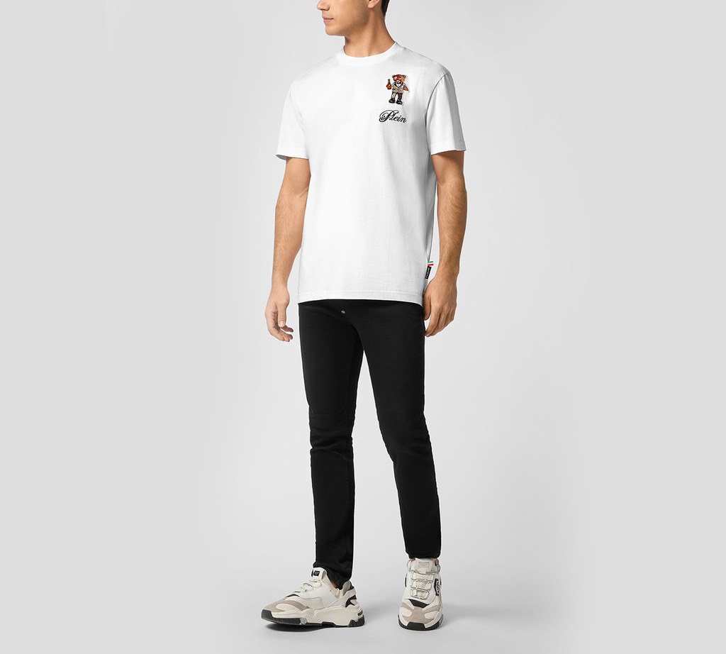 Philipp Plein - FRANELA BLANCA DE ALGODÓN GRUESO CON OSITO DE PELUCHE