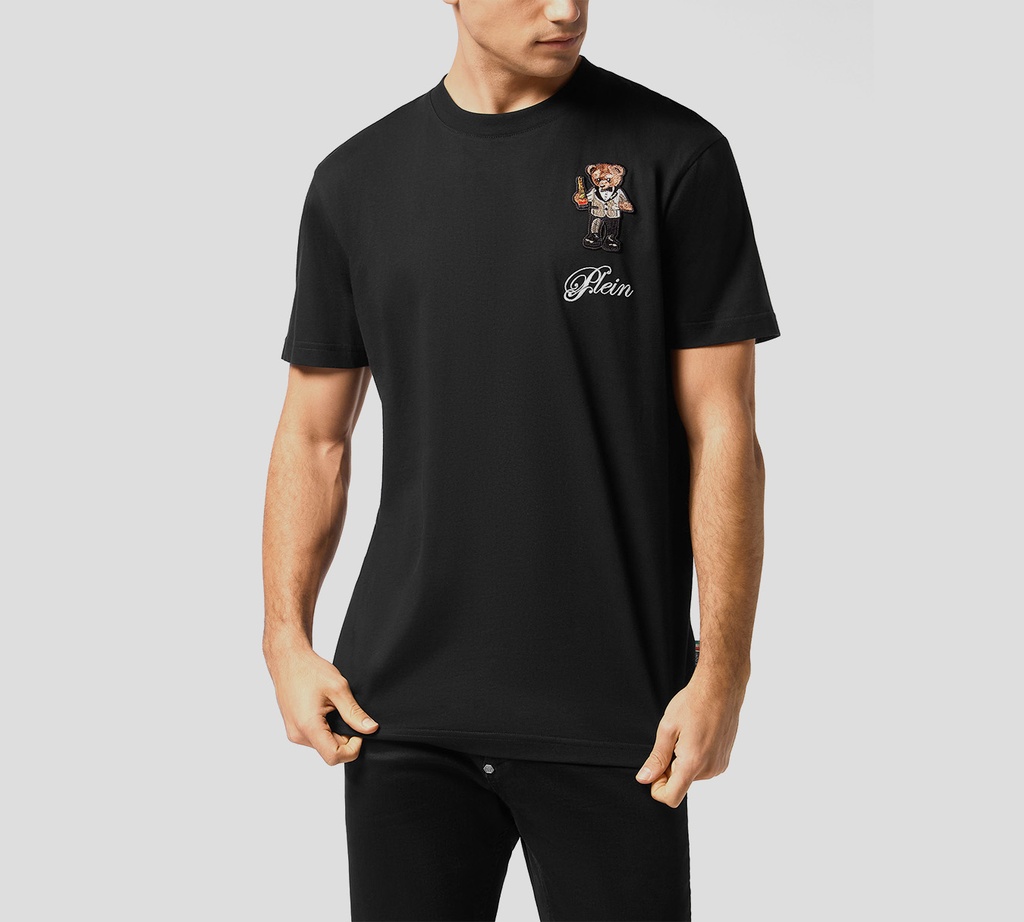 Philipp Plein - FRANELA NEGRA DE ALGODÓN GRUESO CON OSITO DE PELUCHE