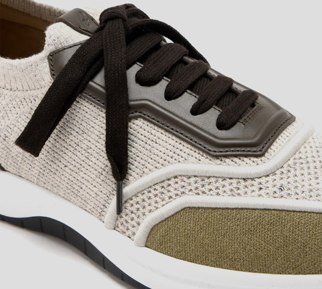 Brioni - SNEAKER BLANCO CON MARRON
