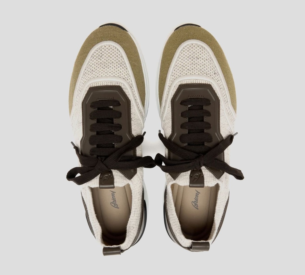 Brioni - SNEAKER BLANCO CON MARRON