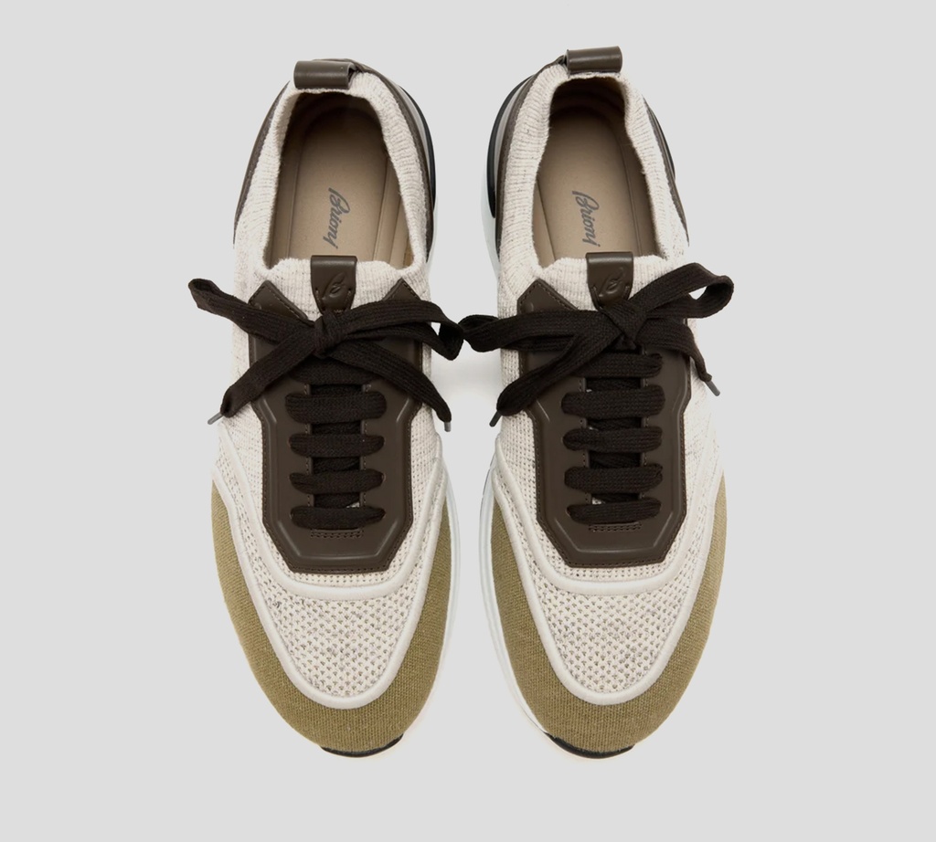 Brioni - SNEAKER BLANCO CON MARRON