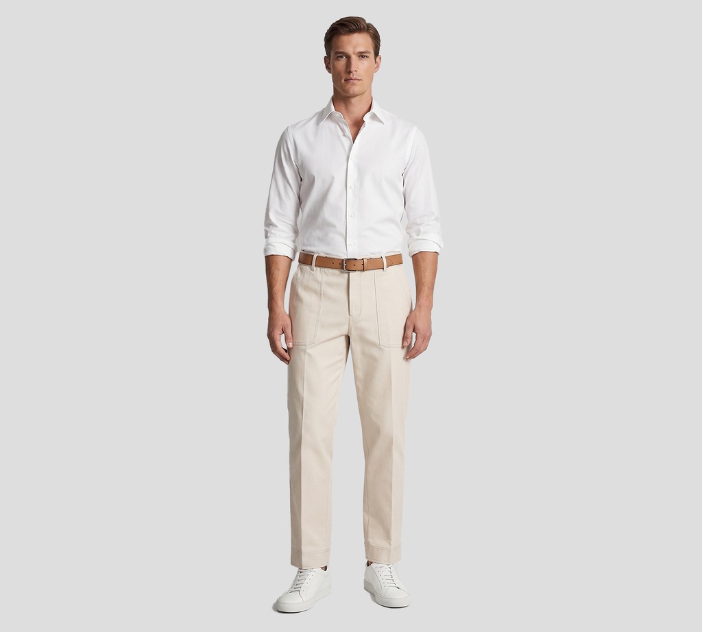 Brioni - PANTALON BEIGE CREMA CON LIGA