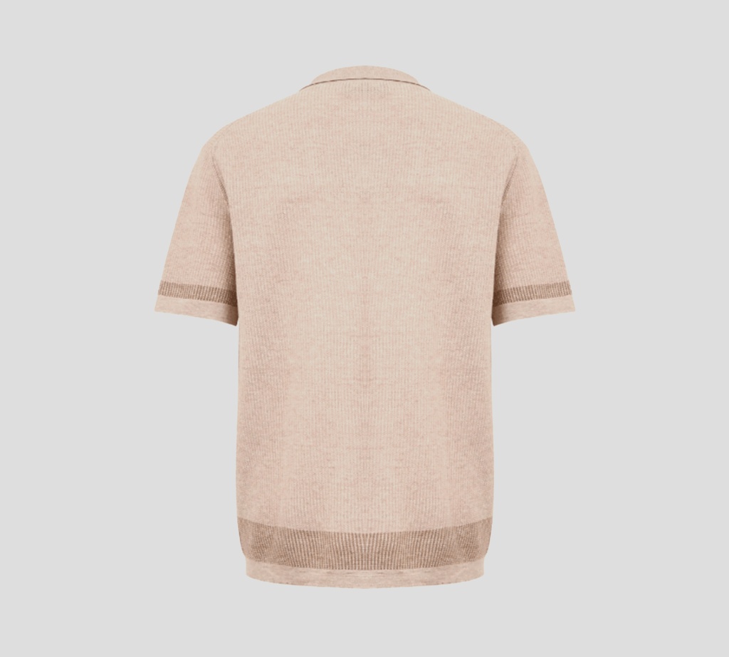 Brioni - CAMISA MARRON CLARO DE PUNTO Y RAYAS