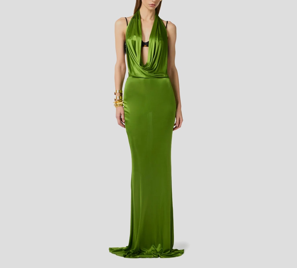 Elisabetta Franchi - VESTIDO VERDE ESCOTADO CON BRASIER NEGRO