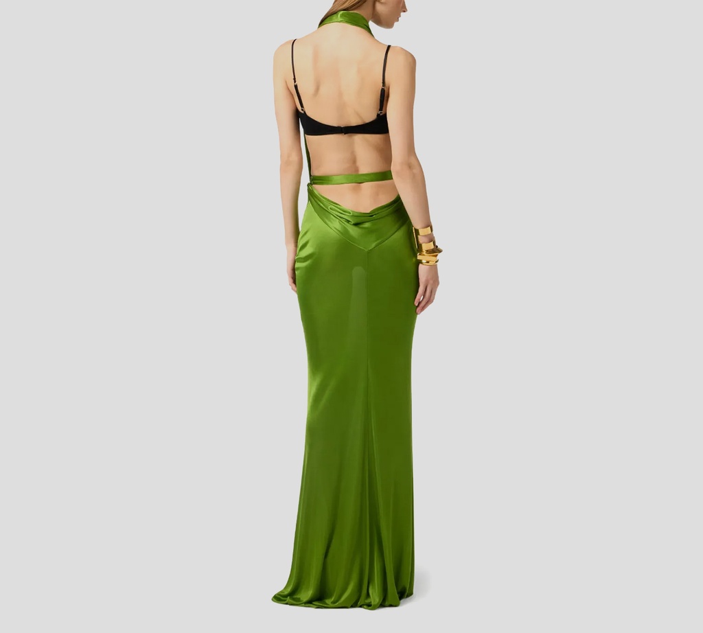 Elisabetta Franchi - VESTIDO VERDE ESCOTADO CON BRASIER NEGRO