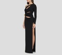 Elisabetta Franchi - VESTIDO NEGRO CON BROCHE DORADO Y HOMBRO DERECHO DESCUBIERTO