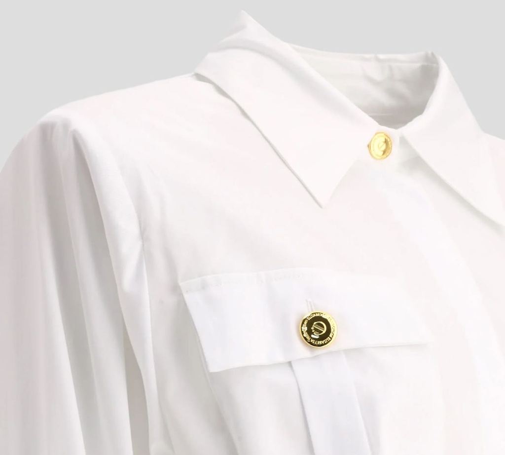 Elisabetta Franchi - BLUSA OVERSIZE CON BOTONES DORADOS 100