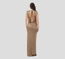 Elisabetta Franchi - VESTIDO MARRON SIN MANGAS CON NUDO LATERAL