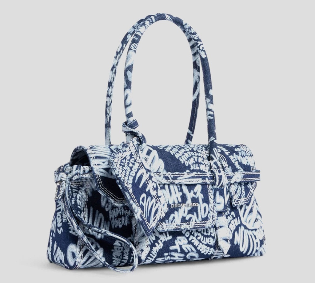 Dsquared2 - CARTERA DE JEAN CON LETRAS BLANCAS