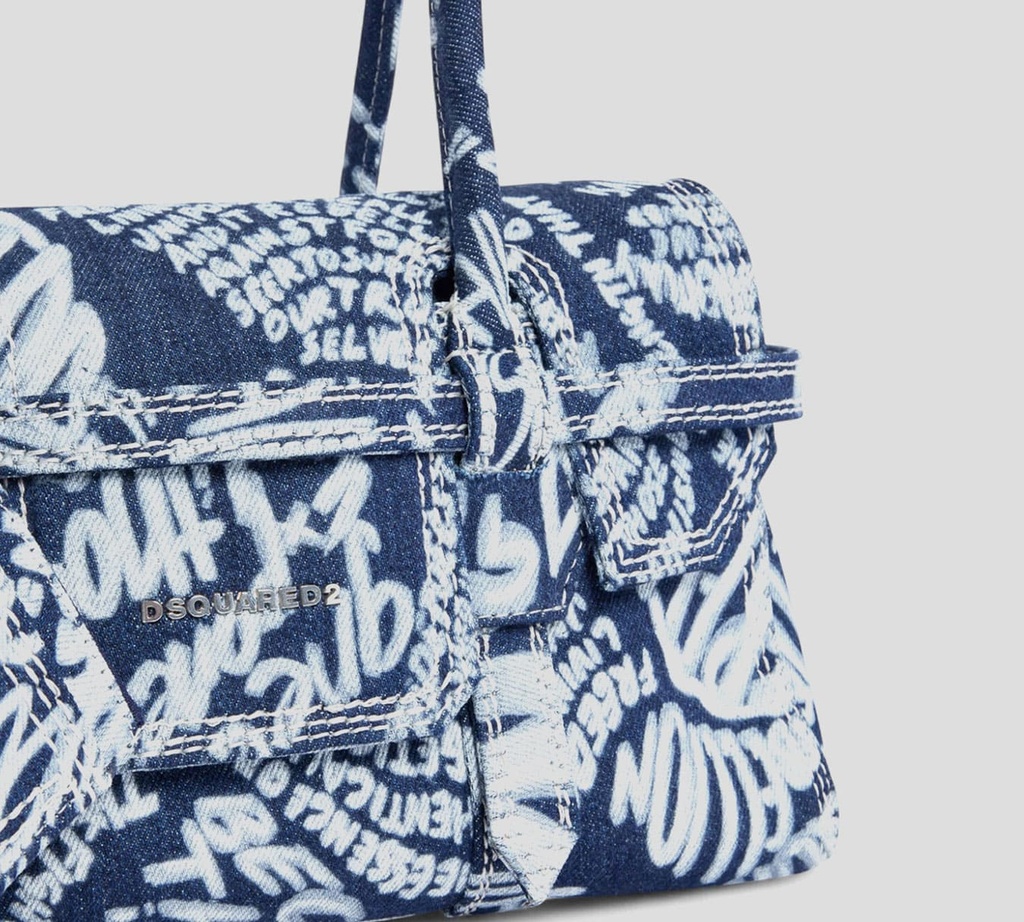 Dsquared2 - CARTERA DE JEAN CON LETRAS BLANCAS
