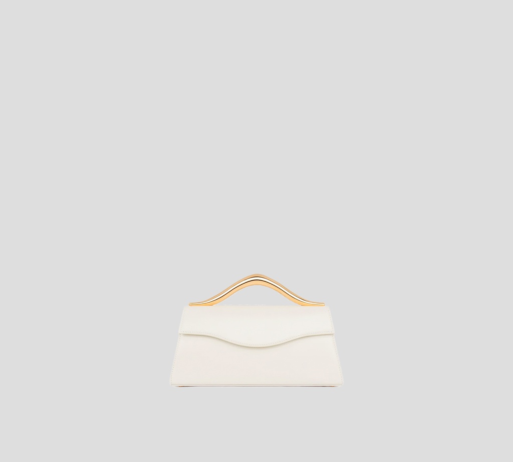 Elie Saab - CARTERA PETIT WAVE DE PIEL CON PARTE SUPERIOR METÁLICA DORADA