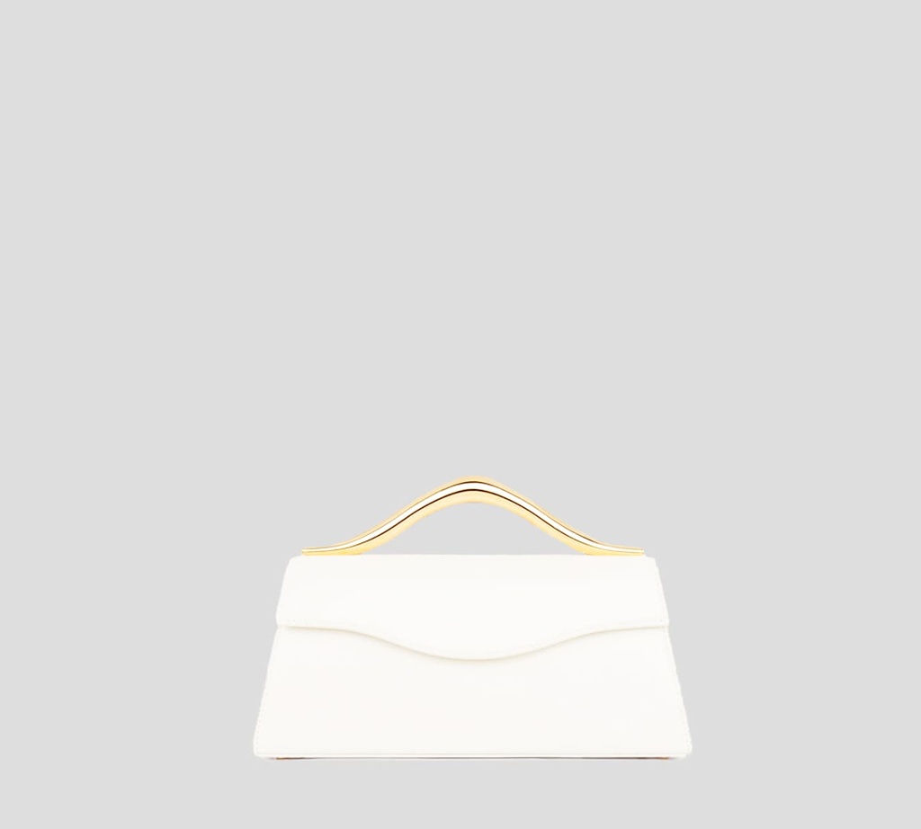 Elie Saab - CARTERA PETIT WAVE DE PIEL CON PARTE SUPERIOR METÁLICA DORADA