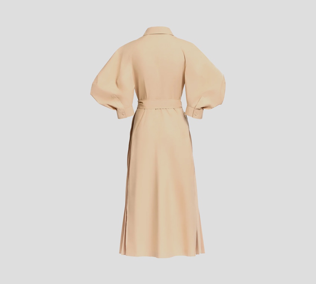 Elie Saab - VESTIDO MIDI DE ALGODÓN MARRON