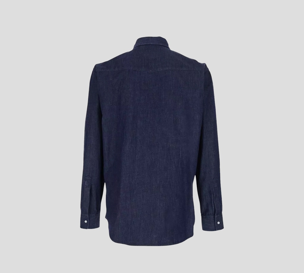 Dsquared2 - CAMISA AZUL OSCURO DE JEAN Y BOTONES BLANCOS