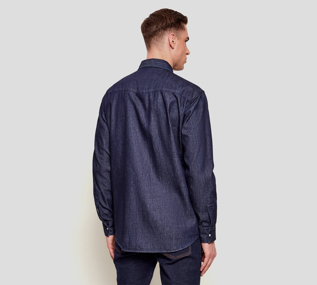 Dsquared2 - CAMISA AZUL OSCURO DE JEAN Y BOTONES BLANCOS