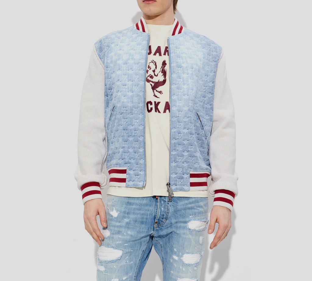 Dsquared2 - CHAQUETA DE JEANS CON MANGAS TEJIDAS EN BEIGE