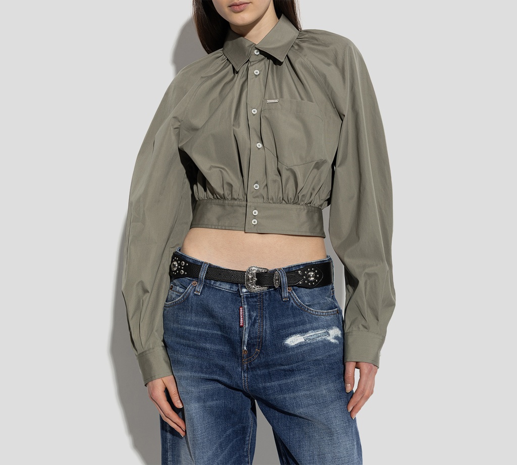 Dsquared2 - CAMISA VERDE MILITAR CORTA