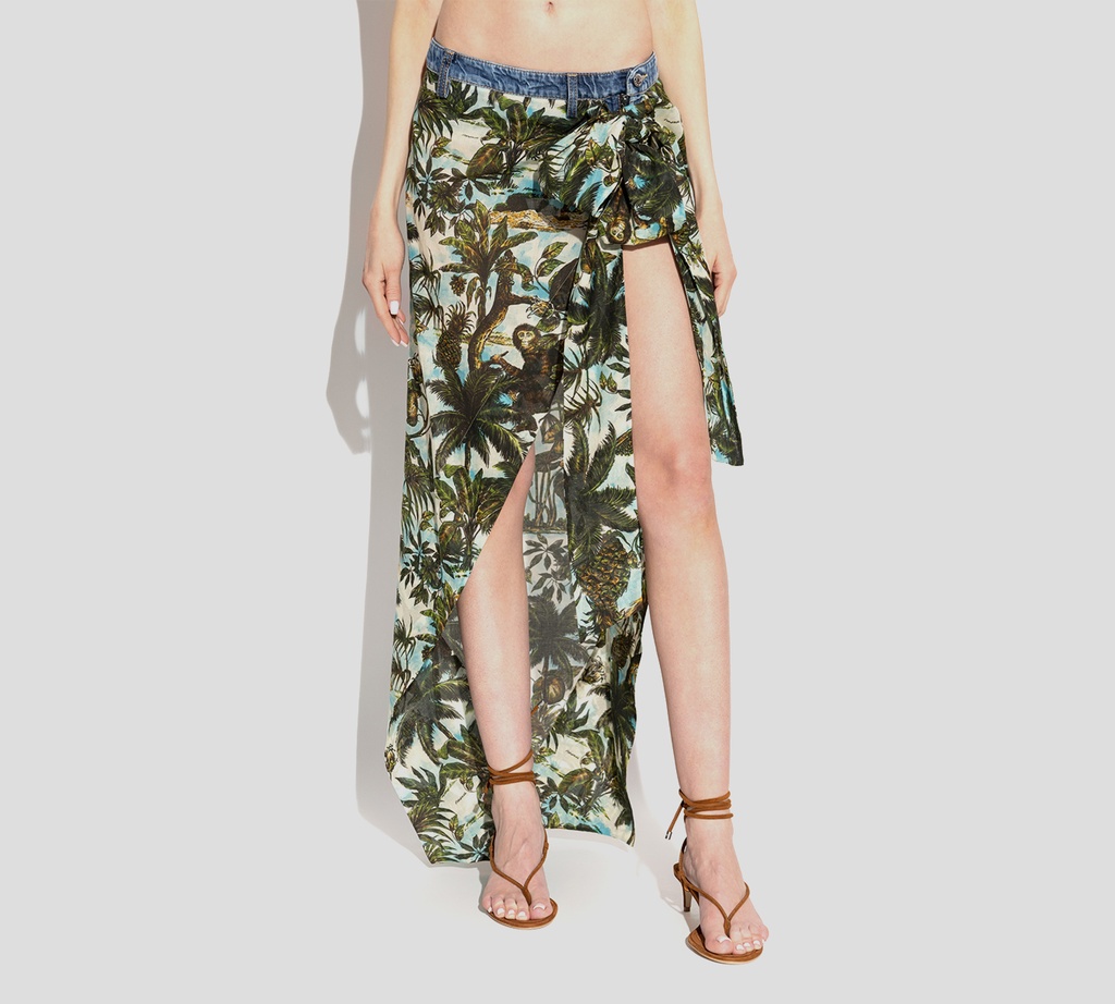 Dsquared2 - FALDA DE JEANS CON DISEÑO TROPICAL