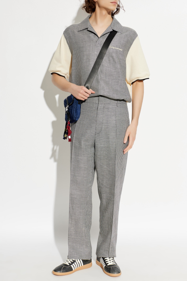 Dsquared2 - CAMISA DE LANA Y LINO BEIGE CON CUADROS EN BLANCO Y NEGRO