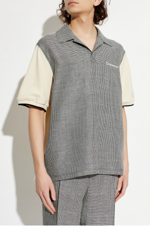 Dsquared2 - CAMISA DE LANA Y LINO BEIGE CON CUADROS EN BLANCO Y NEGRO
