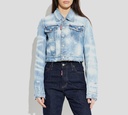 Dsquared2 - CHAQUETA DE JEAN CON ROTOS Y COSTURAS EN BLANCO
