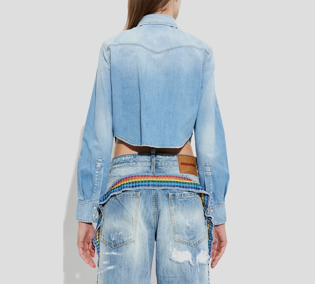 Dsquared2 - CAMISA CORTA DE JEANS CLARO