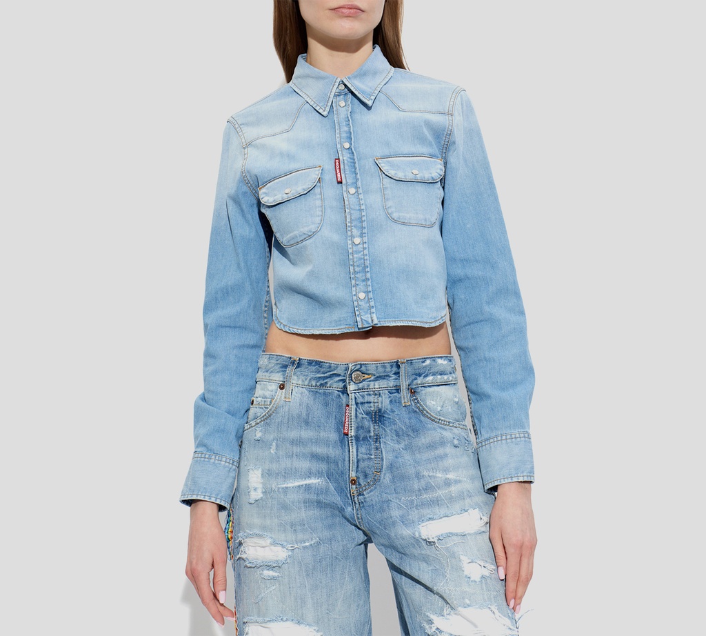 Dsquared2 - CAMISA CORTA DE JEANS CLARO