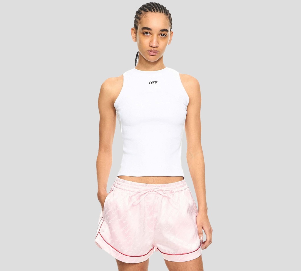 Off White - FRANELA SIN MANGAS BLANCA ACANALADA